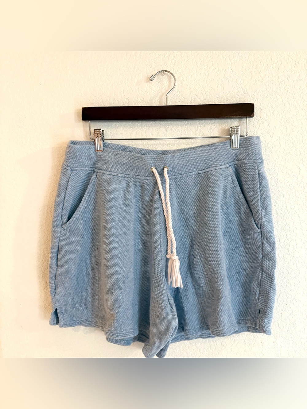 Talbots Womens Shorts Light Blue Lounge Sweat 100% Cotton Size Large